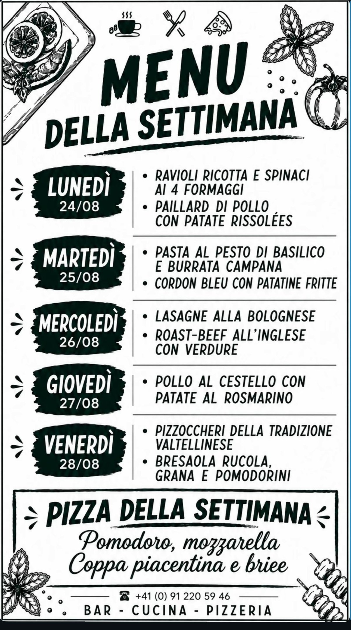 Menù settimanale Federico